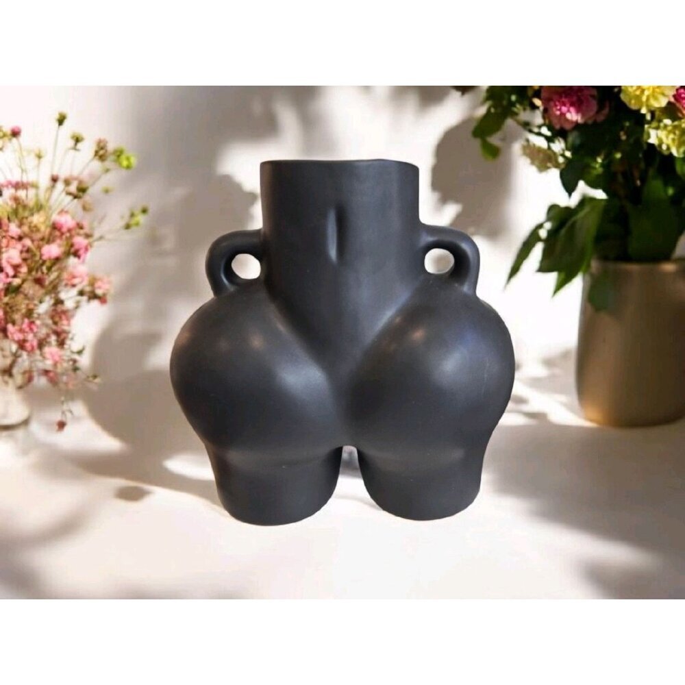 New Black Retro Body Vase Female Form Butt Planter Booty Flower Vase Bottom